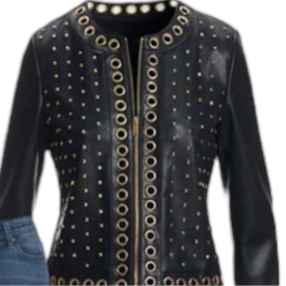 NEW Boston Proper Faux Leather Grommet and Stud Jacket Runs Large Sz S, M NWT - Picture 6 of 9